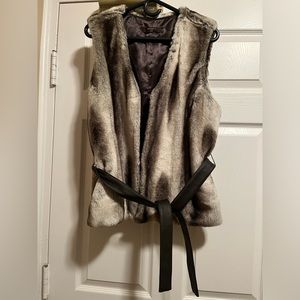 Denver Hayes Faux Fur Vest with Leather Belt
